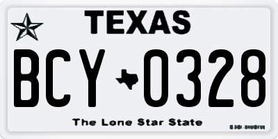 TX license plate BCY0328