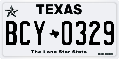 TX license plate BCY0329
