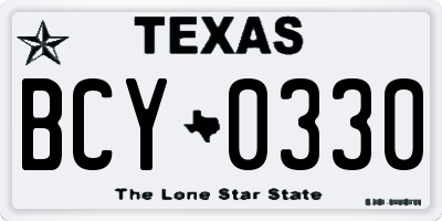 TX license plate BCY0330