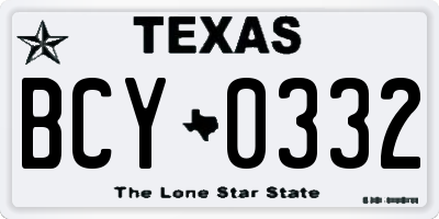 TX license plate BCY0332