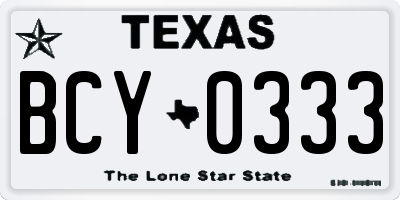 TX license plate BCY0333