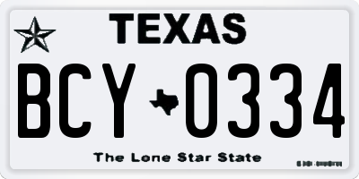 TX license plate BCY0334
