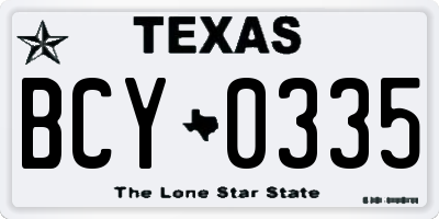 TX license plate BCY0335