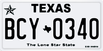 TX license plate BCY0340