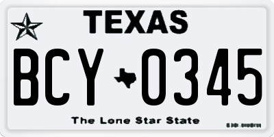 TX license plate BCY0345
