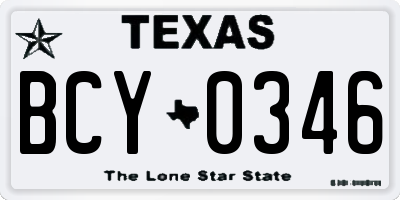 TX license plate BCY0346