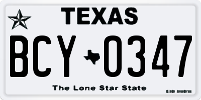 TX license plate BCY0347