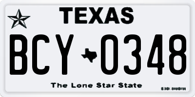 TX license plate BCY0348