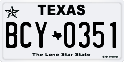 TX license plate BCY0351