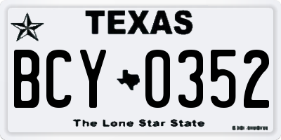 TX license plate BCY0352