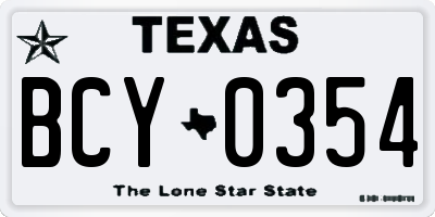 TX license plate BCY0354