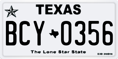 TX license plate BCY0356