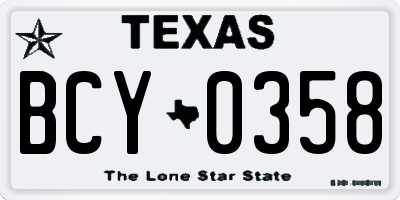 TX license plate BCY0358