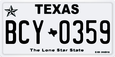 TX license plate BCY0359
