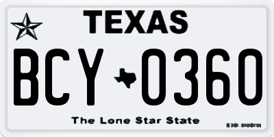 TX license plate BCY0360