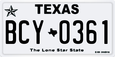TX license plate BCY0361