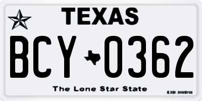 TX license plate BCY0362