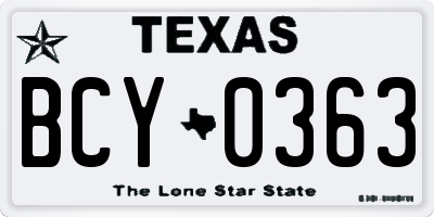 TX license plate BCY0363