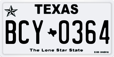 TX license plate BCY0364