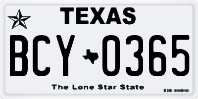 TX license plate BCY0365