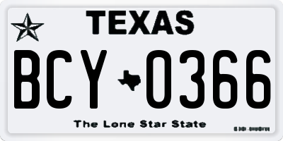 TX license plate BCY0366