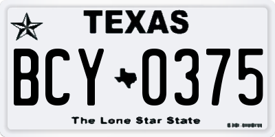 TX license plate BCY0375