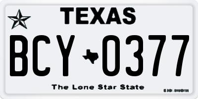 TX license plate BCY0377