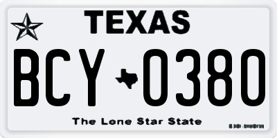 TX license plate BCY0380