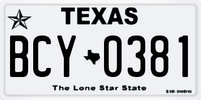 TX license plate BCY0381