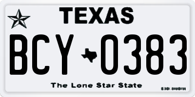 TX license plate BCY0383