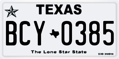 TX license plate BCY0385
