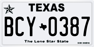 TX license plate BCY0387