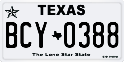 TX license plate BCY0388