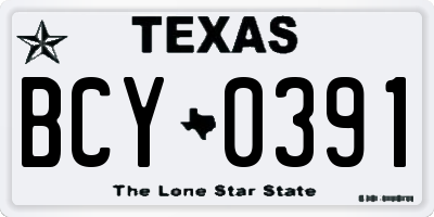 TX license plate BCY0391