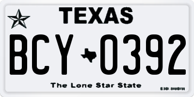 TX license plate BCY0392