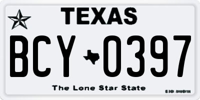 TX license plate BCY0397