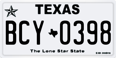 TX license plate BCY0398