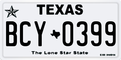 TX license plate BCY0399