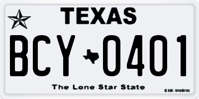 TX license plate BCY0401