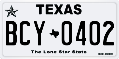 TX license plate BCY0402