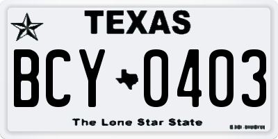 TX license plate BCY0403