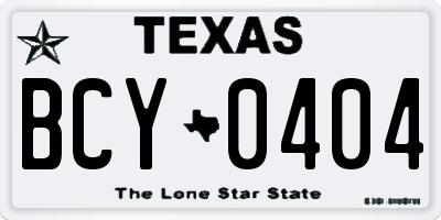 TX license plate BCY0404