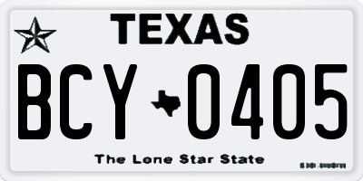 TX license plate BCY0405