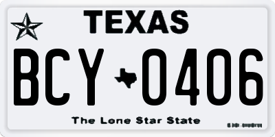 TX license plate BCY0406