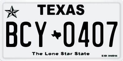 TX license plate BCY0407