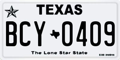 TX license plate BCY0409