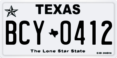 TX license plate BCY0412