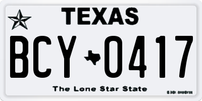 TX license plate BCY0417