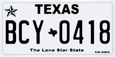TX license plate BCY0418