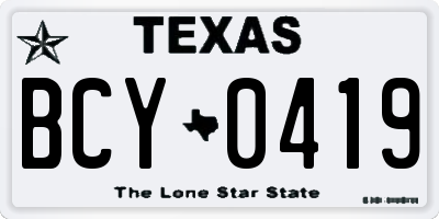 TX license plate BCY0419
